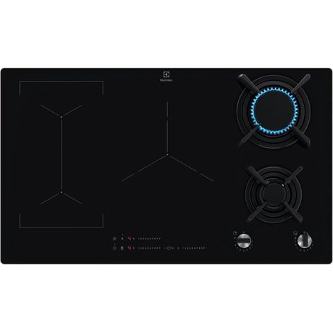 Electrolux – Plaque de cuisson mixte 5 foyers – Largeur 90 cm – Verre noir – Puissance 4500W gaz et 3600W électrique (1/5)