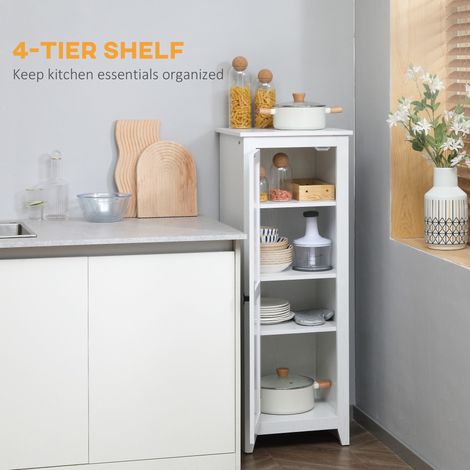 Armoire de rangement de 122 cm (48 pouces) avec porte coulissante de style grange, étagère réglable, blanche (1/5)