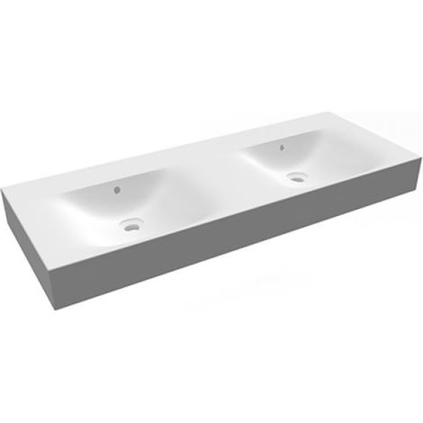 DOPPIO LAVABO SOSPESO DES SENZA FORO PER RUBINETTO L. 120 cm