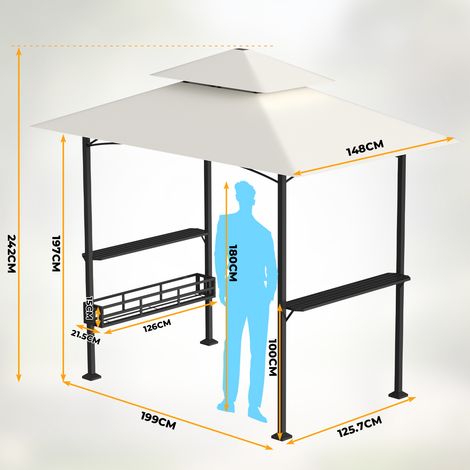 Wolketon BBQ-Pavillon, Grillpavillon, Gartenpavillon, Garden Barbeque Markise 238 x 148 x 250 cm Beige (1/3)