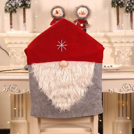 Couverture de chaise de chapeau de père Noël, chaise de table de dîner de Noël couverture arrière décor de salle à manger de cuisine (1/5)