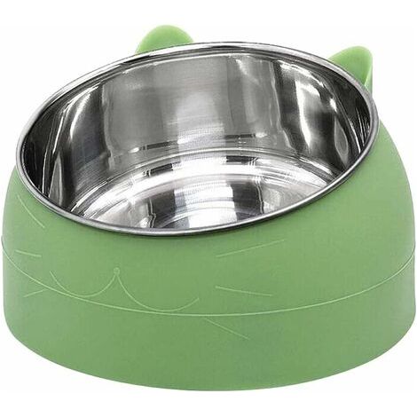 DEESSE SHOP - Gamelle pour chat en acier inoxydable 200ML Bol à eau pour chat Multifonction Bol à nourriture et à eau Vert (1/5)
