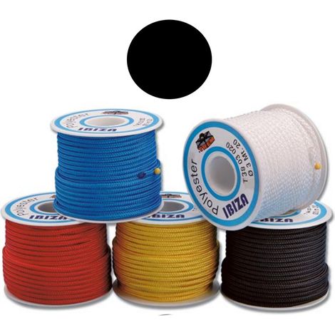 Ibiza uni color doppia treccia 3 mm nera 1 bobinetta da 20 metri nautica