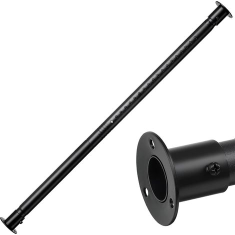 Tringle Vêtements Extensible, 43-139cm Tringle à Vêtements avec Base Ronde Réglable en Acier Inoxydable, Rail pour Suspendre des Cintres et Habillement Dans Penderie, pour Chambre à Couch/Noir Mat (1/5)