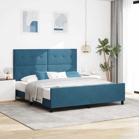 Boxspringbett mit Kopfteil Dunkelblau 180 x 200 cm Samt (1/5)