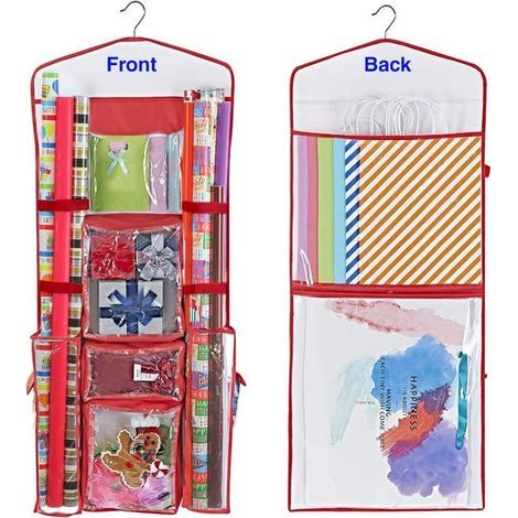 1 double-sided hanging gift bag, Christmas hanging storage bag, over-the-door hanging storage bag, red (4195cm) (1/5)