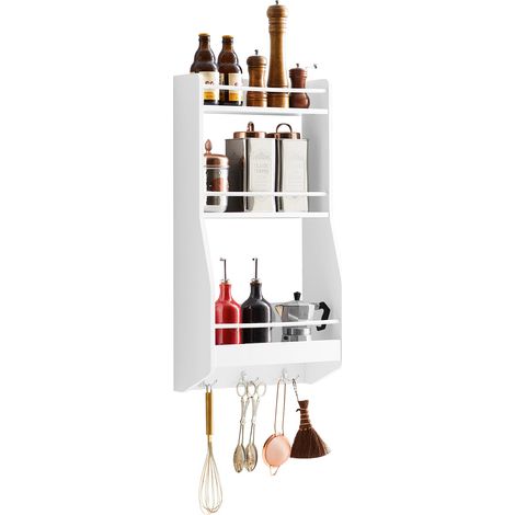 SoBuy Mensola da parete Mensola salvaspazio da cucina 38x17x75cm Bianco KCR12-W (1/5)