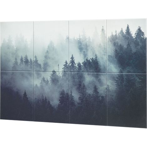 Lot de 8 panneaux acoustiques, 63 x 23,62 x 0,4 pouces, mousse insonorisante autocollante, décorative pour studio, bureau, salon, salle de jeux, cinéma maison, motif forêt. (1/5)