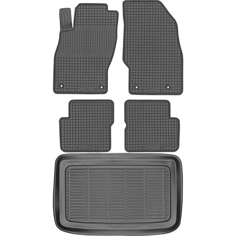 Set di tappetini in gomma per auto e tappetino per bagagliaio per Opel Corsa E Hatchback dal 2015 al 2019.
