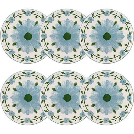 Lot de 6 assiettes plates 27cm en porcelaine, PRIMAVERA (1/5)