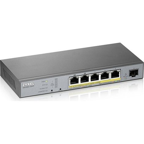 Zyxel GS1350-6HP-EU0101F switch Gestionado L2 Gigabit Ethernet (10/100/1000) Energía sobre Ethernet (PoE) Gris (1/5)