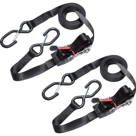 Master Lock 3066EURDAT Zertifizierter Spanngurt mit Ratsche und S-Haken, Schwarz, 4,25 m x 25 mm Gurt, 2-er Set