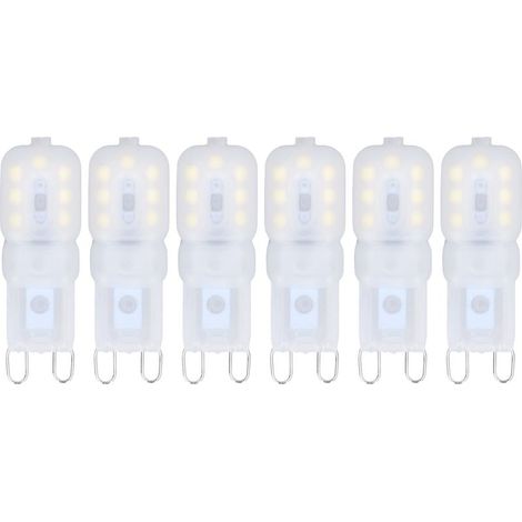 Lot de 6 ampoules LED G9 à intensité variable 3W, économie d'énergie, éclairage à 360°, pour plafonniers et suspensions, lumière blanche, 110-140V (1/5)
