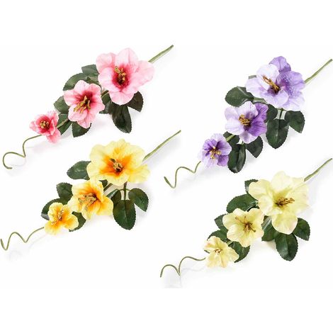 Petits bouquets pics pour paquets de fleurs artificielles colorées et feuilles en tissu, lot de 24, H. 17 cm (avec tige 26)