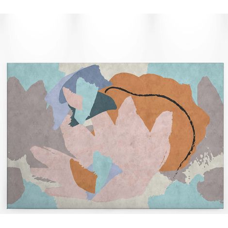 Tableau fleuri abstrait pour bureau | Tableau sur toile pastel multicolore pour couloir | Tableau inspiration scandinave pour chambre - 0,9 x 0,6 m (1/5)