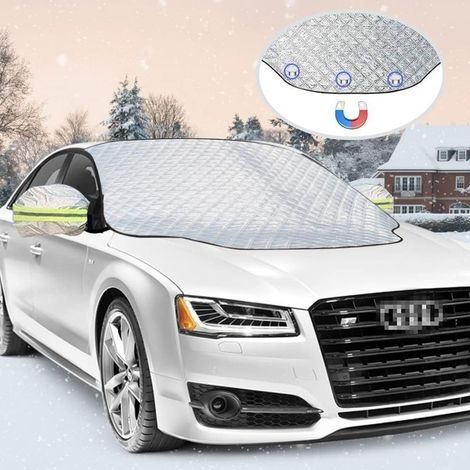 Couverture Pare Brise Voiture, Protege Pare Brise Anti Givre Hiver Bache Voiture Anti Gel, Pare Soleil Voiture Pare Brise Avant pour la Plupart des Voitures et SUV (157 × 126) (1/5)