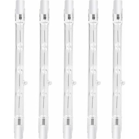 100W 118mm R7s Dimmable ampoule halogène crayon Blanc Chaud 2800K r7s linéaire 1500lm projecteur AC220-240V pour l’éclairage de maison, travail, sécurité, lampadaire, etc (5pcs) (1/4)