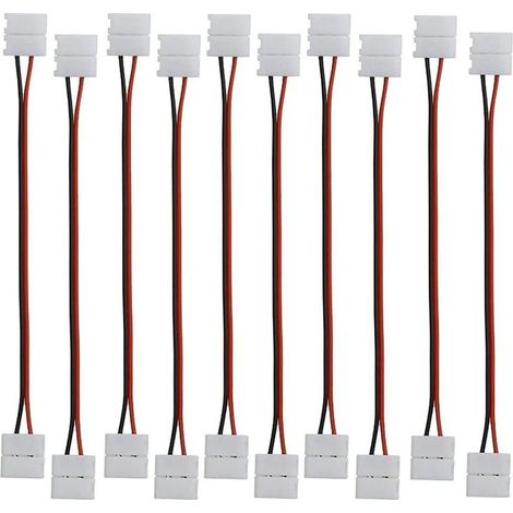 Connecteur de Bande LED à 2 Broches Câble d'extension Flexible 2 pin Flex LED Strip Ruban LED Connecteur d'angle pour Bande LED Monochrome SMD 5050 5630 de 10mm de Large, 15cm Long (10pcs) [Classe éne