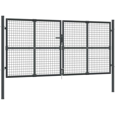 Puerta de jardín de malla antracita 300x125 cm de acero galvanizado vidaXL (1/5)