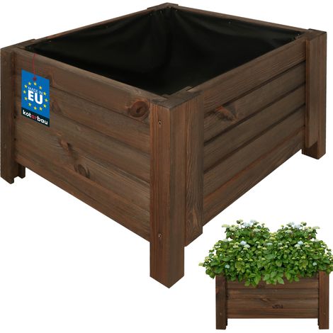 KOTARBAU® Jardinière Extérieur - Bois de Pin Imprégné - 50 x 50 x 30 cm - Brun - Jardiniere sur Pieds - Bac à Fleurs Rectangulaire - Grande Capacité - avec Toile Anti-Mauvaises Herbes (1/5)