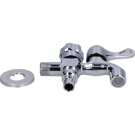 Messinghahn G1/2 Außengewinde, doppelt verwendbar aus Edelstahl für Waschmaschine und Waschbecken, Standardgewinde, langlebiger Wandabsperrhahn. (1/5)