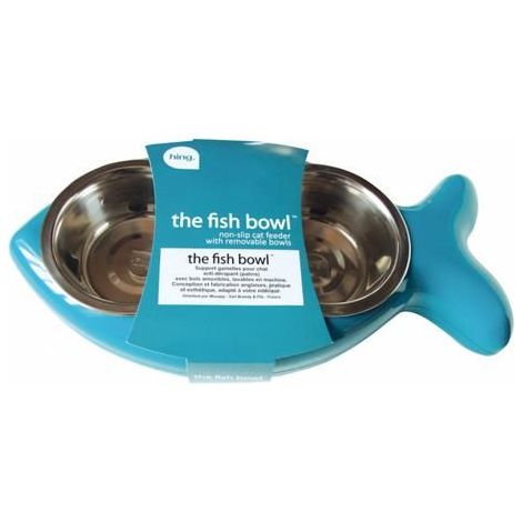 Gamelle - The Fish Double - Plastique recyclé - 2 bols inox 250 ml - Patins antidérapants