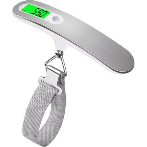 Portable luggage scale with electronic casing, maximum weight 50 kg, functional bare metal locking battery. (1/5)