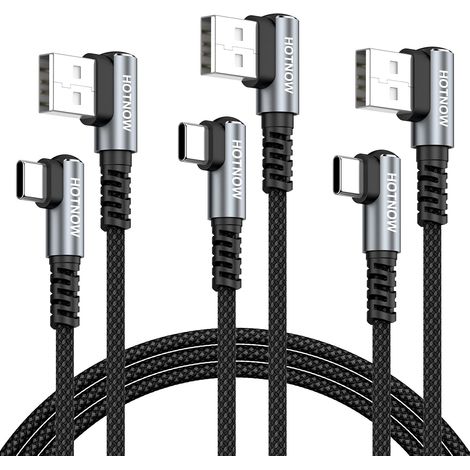 Cable USB vers USB C 2m Lot de 3,90 Degrés Cable USBC Charge Rapide Court (1/5)
