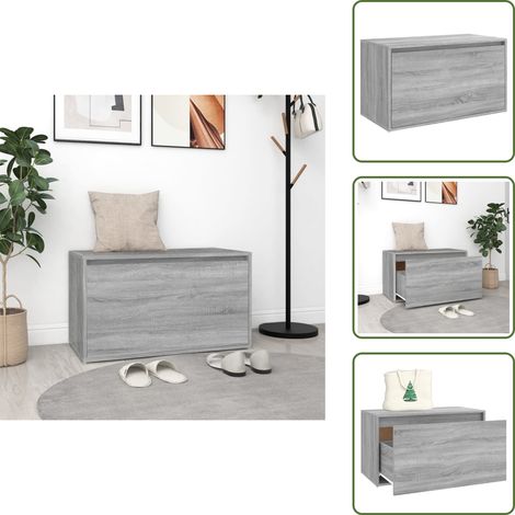 Banc d'entrée 80x40x45 cm Sonoma gris Bois d'ingénierie - Banc D'entrée - Banc Coffre - Banc Rangement - Banc Salon - Meuble D'entrée (1/5)