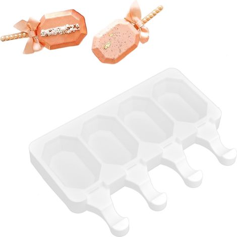Silikon-Eisform, Werkzeug zur Herstellung von hausgemachtem Eis am Stiel, DIY-Eiswürfelform, achteckige Eisform mit 4 Fächern (1/5)