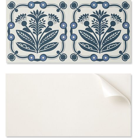 Revestimiento mural de vinilo autoadhesivo con gr谩ficos para cocina, 100x50 cm, estampado floral con hojas.