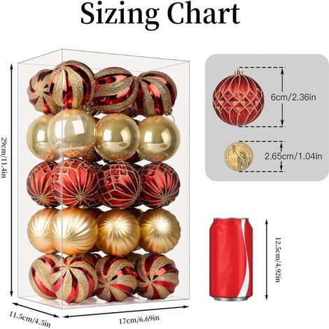 Set mit 30 farbenfrohen, unzerbrechlichen Weihnachtsbaumkugeln aus Kunststoff