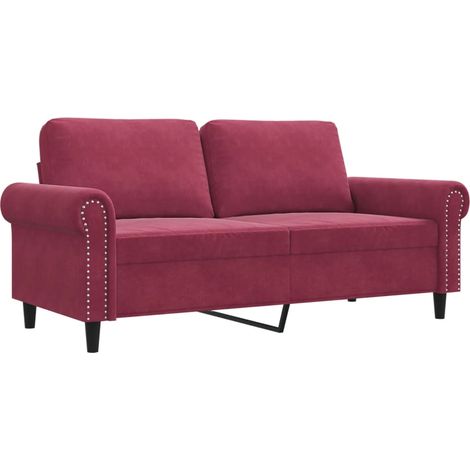 Canapé à 2 places,Sofa pour Salon,Banquette Rouge bordeaux 140 cm Velours CFW343608