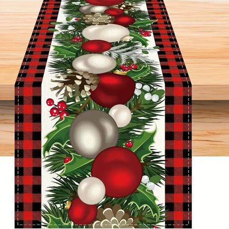 Chemin de table pour les fêtes, nappe, couvre-table basse - 180 x 30 cm (polyester) - Lot de 4