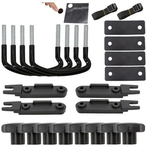 Lot de 4 fixations en U pour coffre de toit de voiture - Kit de montage - Vis en U - Avec 8 écrous de blocage Heavy Duty - Support de coffre de toit - Kit d'accessoires d'installation, (1/5)