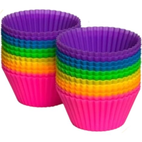 Moules à cupcakes en silicone, lot de 24, antiadhésifs, pour gâteaux, gelées et muffins