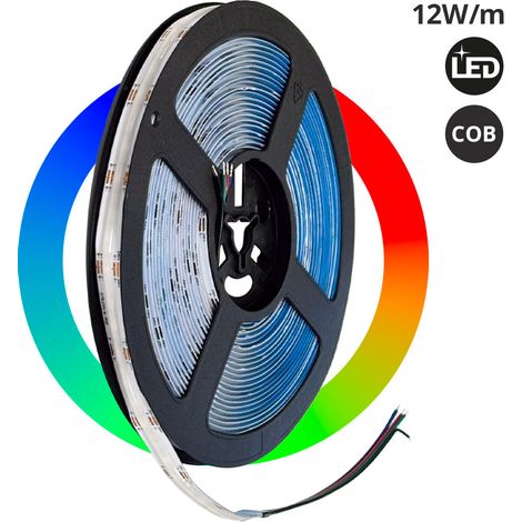Tira LED COB 24V DC - RGB - 12W/m - 10mm - IP20 - Rollo De