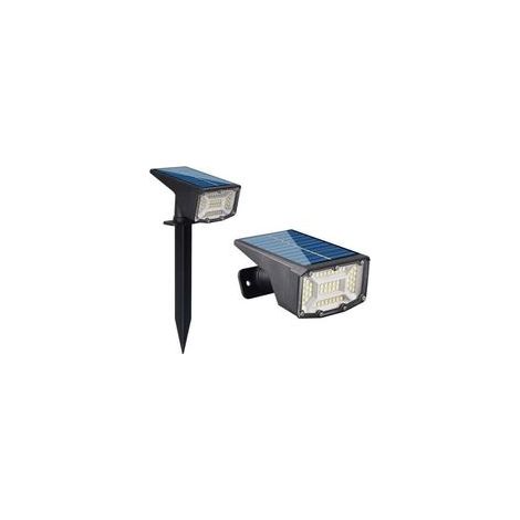 Lampe solaire extérieure étanche IP66 – Lot de 2 – 50 LED – 3 modes d'éclairage réglables – Autonomie jusqu'à 30 heures – Installation murale ou au sol- (1/4)