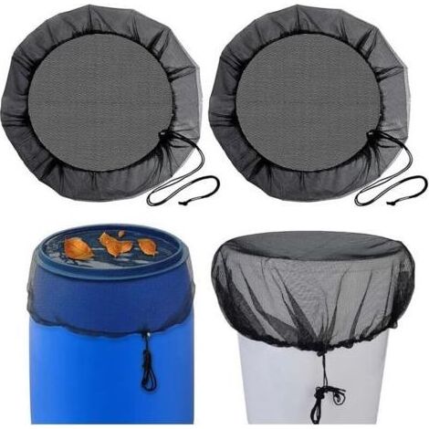 Lntyq Regentonnennetz, 2 Stück, 95 cm Fassabdeckung, Schutznetz, Regentonnenabdeckung mit Kordelzug, Schutz vor Mücken und Laub (1/5)