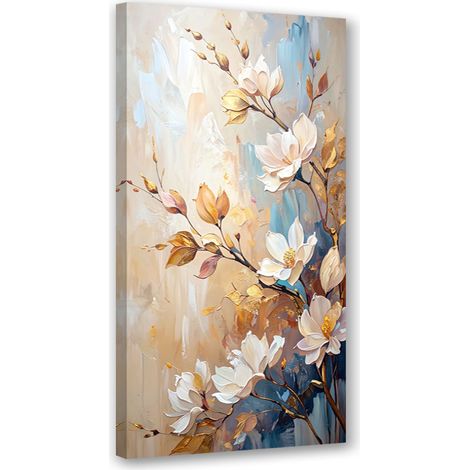 Wandbild Blumen Zweige Beige Imitation Farbe 40x80 cm (1/5)