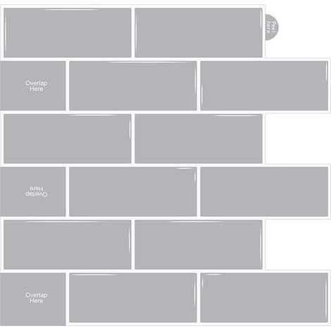 10 Carrelage Adhesif Mural Credence Adhesive pour Cuisine Gris (30,5 x 30,5 cm) (1/5)