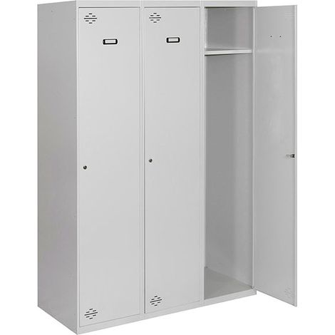SimonRack Armadietto Spogliatoio Metallico 1 Anta, 1800x900x500 mm, 3 Moduli, Serratura con Chiave e Areatori, Grigio - Simonlocker