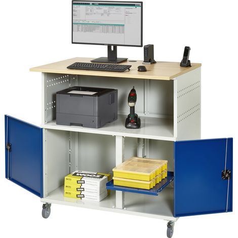 Rau Computer-Tisch ohne Monitorengehäuse mobil BxTxH 1100x800x1100mm (1/3)