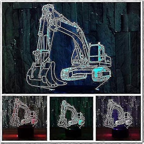 Lampe de table décorative en forme de camion-excavatrice 3D, veilleuse LED à 7 couleurs changeantes, idéale pour Noël, la maison, l'amour et les naissances. (1/4)