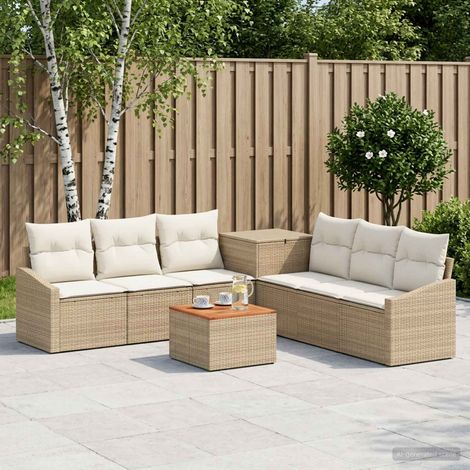 vidaXL Juego de Sofá 8 uds. Beige y blanco crema (1/5)