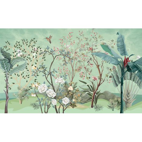 Papier peint panoramique - Jardin Oiseaux - 130 cm x 78 cm (1/2)
