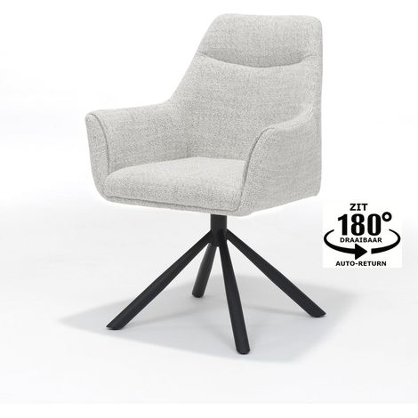Fauteuil avec accoudoirs pivotant avec retour automatique en tissu coloris naturel - PANGIVO (1/3)