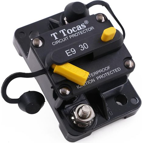30 Ampere 12 V– 48 V DC schaltbarer Auto-Leistungsschalter, manueller Reset für Boot, Trommelmotor, Marine, Wohnmobil, Wohnwagen, Solarsystem-Teile, 30 A