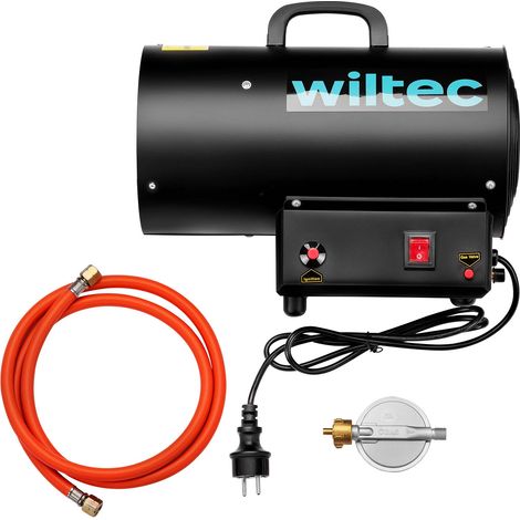 Wiltec – Générateur de chaleur gaz 15 kW – Débit d’air 320 m³/h – Démarrage piézoélectrique – Avec régulateur et tuyau – Canon air chaud