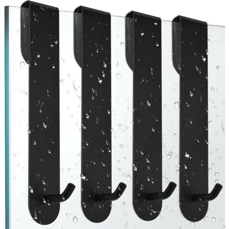4 Stück Edelstahl-Duschhaken, Handtuchhalter für Badezimmer, Wandhaken aus Edelstahl für Dusche, Handtuchhaken, Küchenhandtuchhalter, schwarze Garderobe, kein Bohren erforderlich